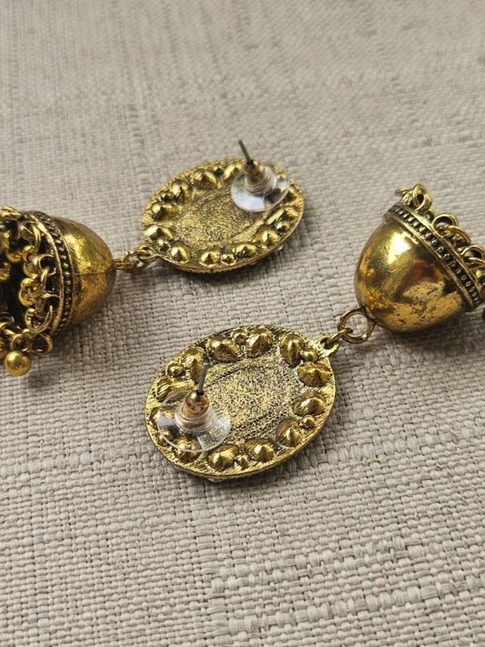 Pakistani Earrings Jhumka Fashion Jewelry Gold Tone Pink Beads Chandelier New - Picture 11 of 13